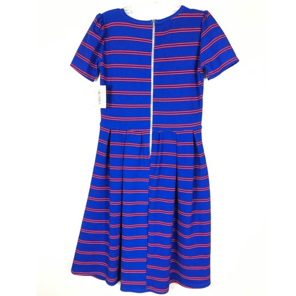 NWT Lularoe Amelia Blue and Red Striped Dress - Picture 2 of 5
